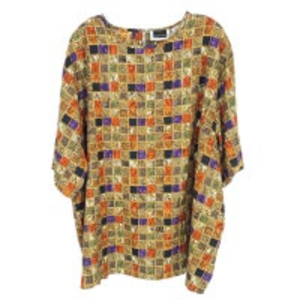 Maggie Barnes Stained Glass Windowpane Blocks Short Sleeve Top - Picture 3 of 3